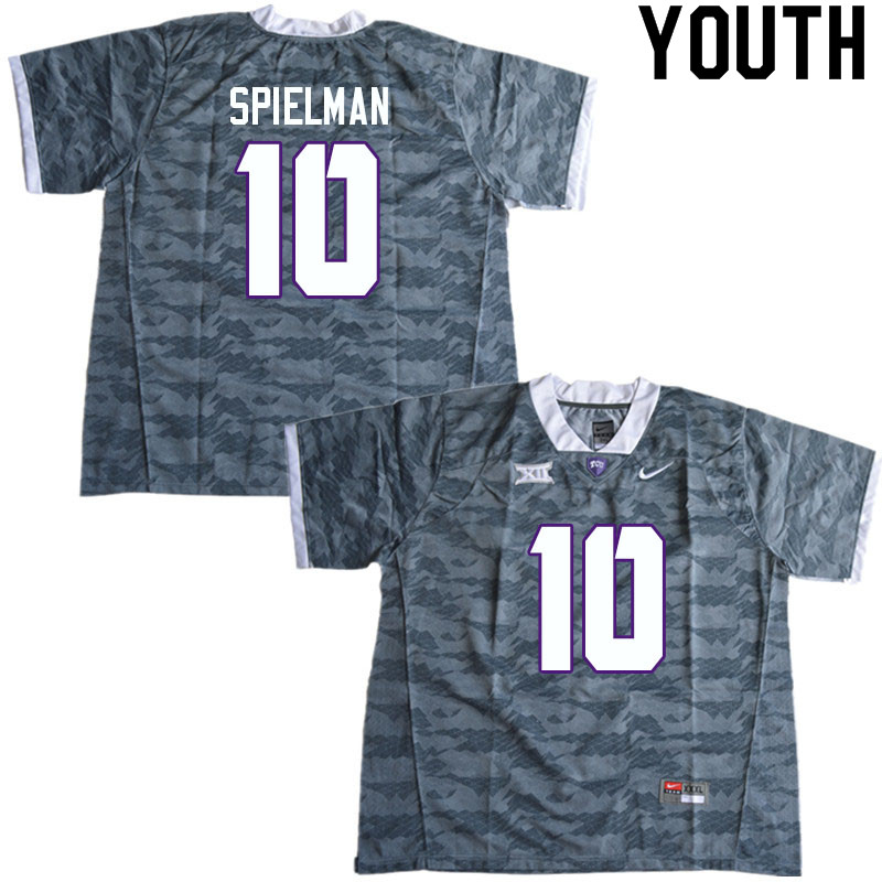 Youth #10 JD Spielman TCU Horned Frogs College Football Jerseys Sale-Gray - Click Image to Close